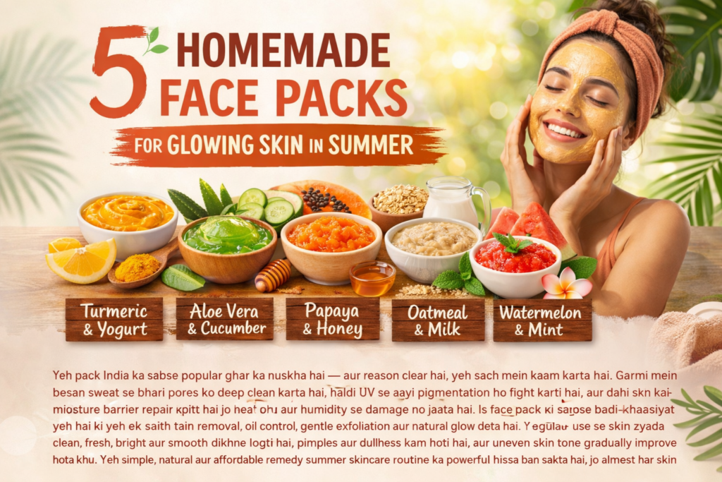 Homemade face packs for glowing skin in summer