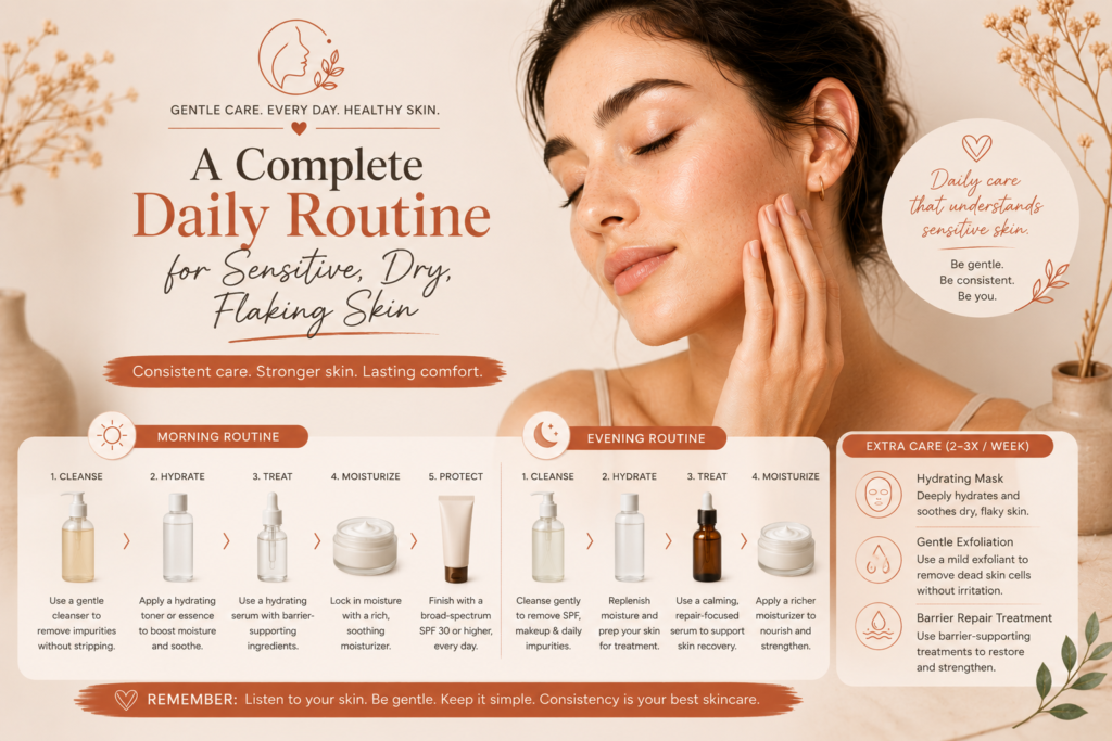 A Complete Daily Routine for Sensitive, Dry, Flaking Skin