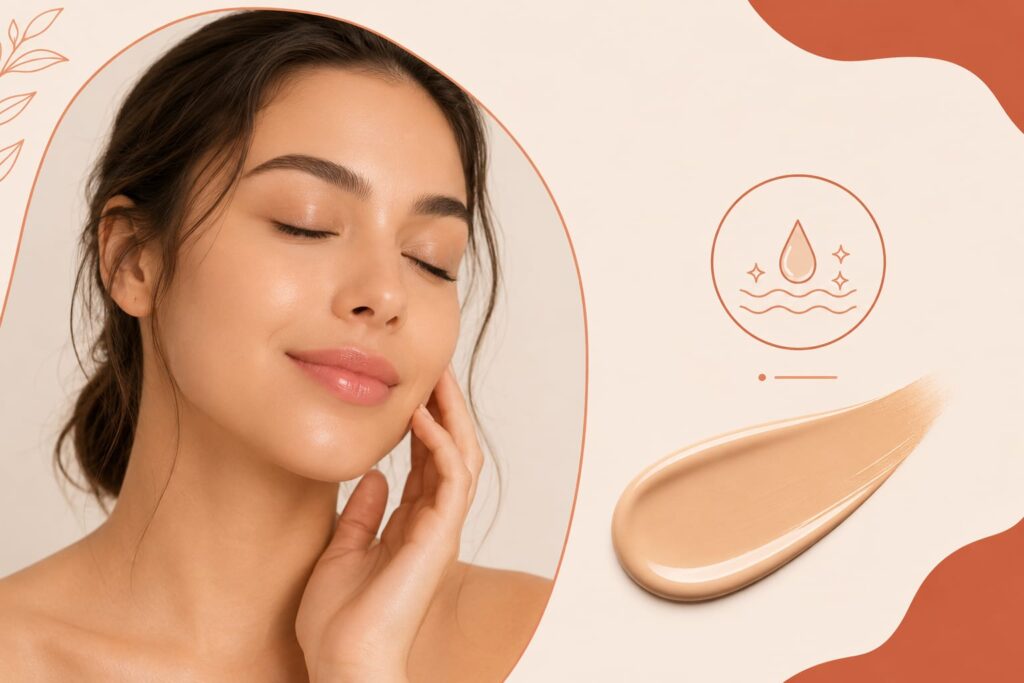 Liquid hydrating foundations suitable for dry skin