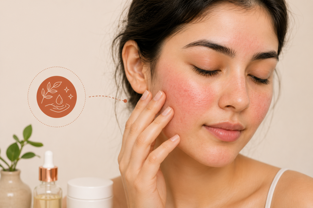 Redness, irritation, or gentle skincare visual.