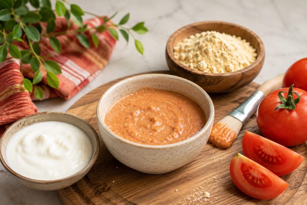 Face Pack 1: Tomato + Curd + Besan (The Classic De-Tan Pack)