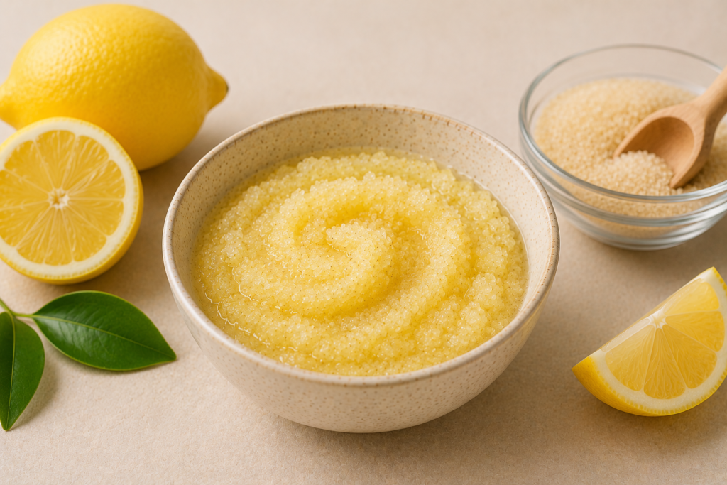 Lemon sugar exfoliator for smooth glowing skin