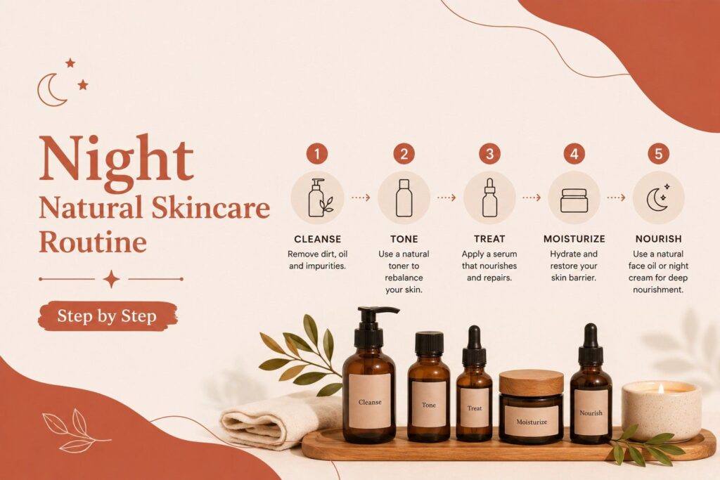 Night Natural Skincare Routine — Step by Step