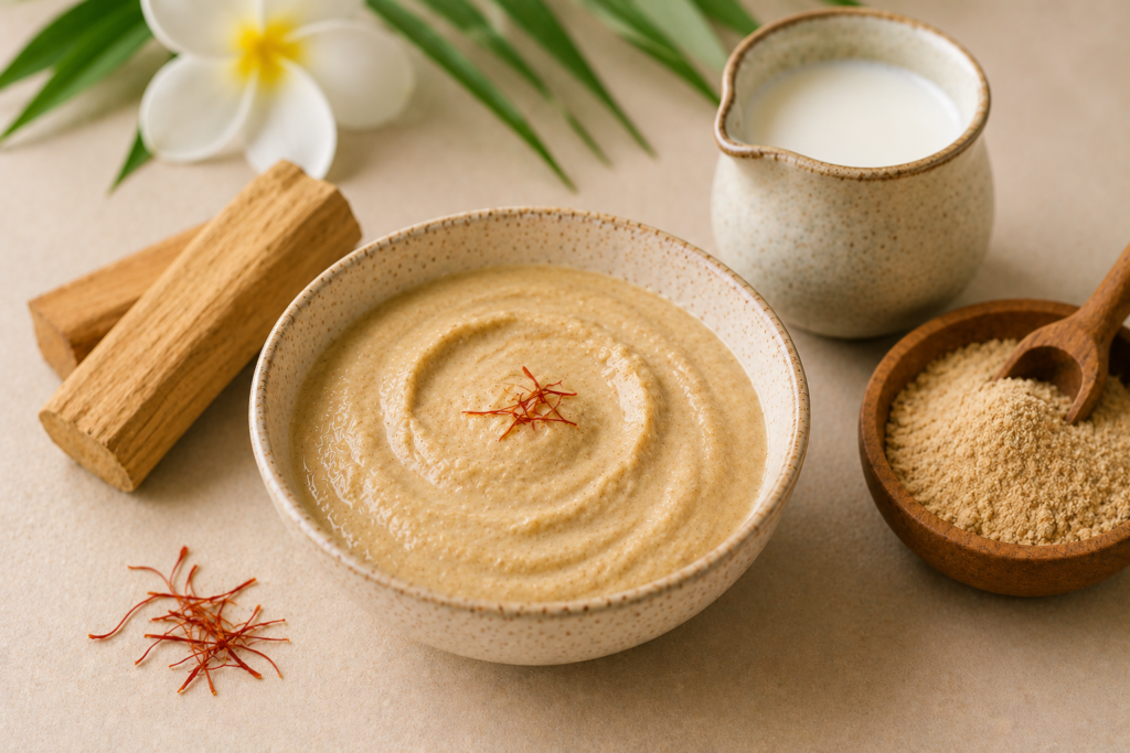 Sandalwood and milk face pack for glowing skin