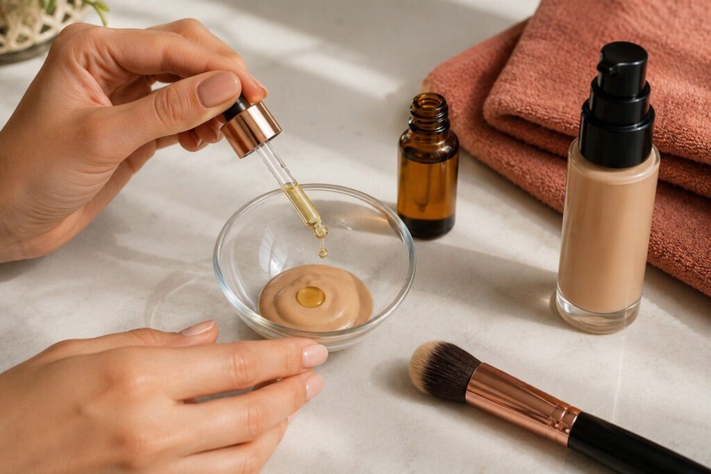 Mix a Drop of Face Oil Into Your Foundation