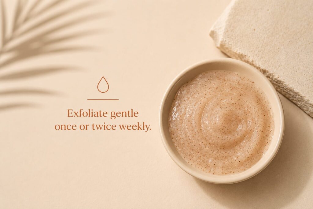 Exfoliate Gently Once or Twice Weekly