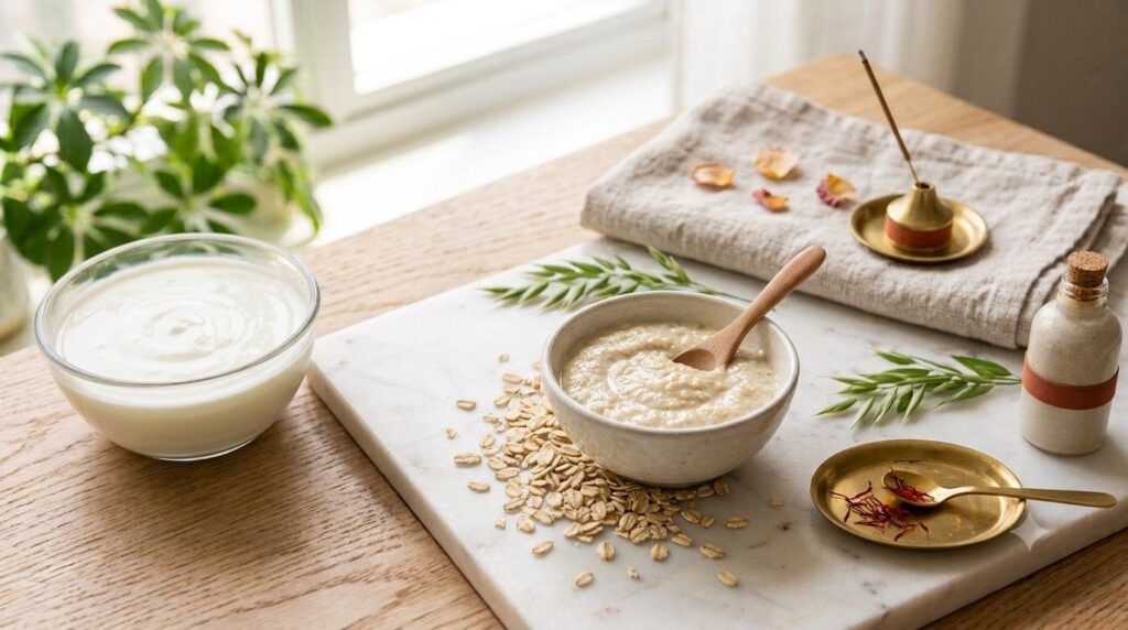  Oatmeal and Yoghurt Face Pack – Best for Sensitive, Dry, and Irritated Skin