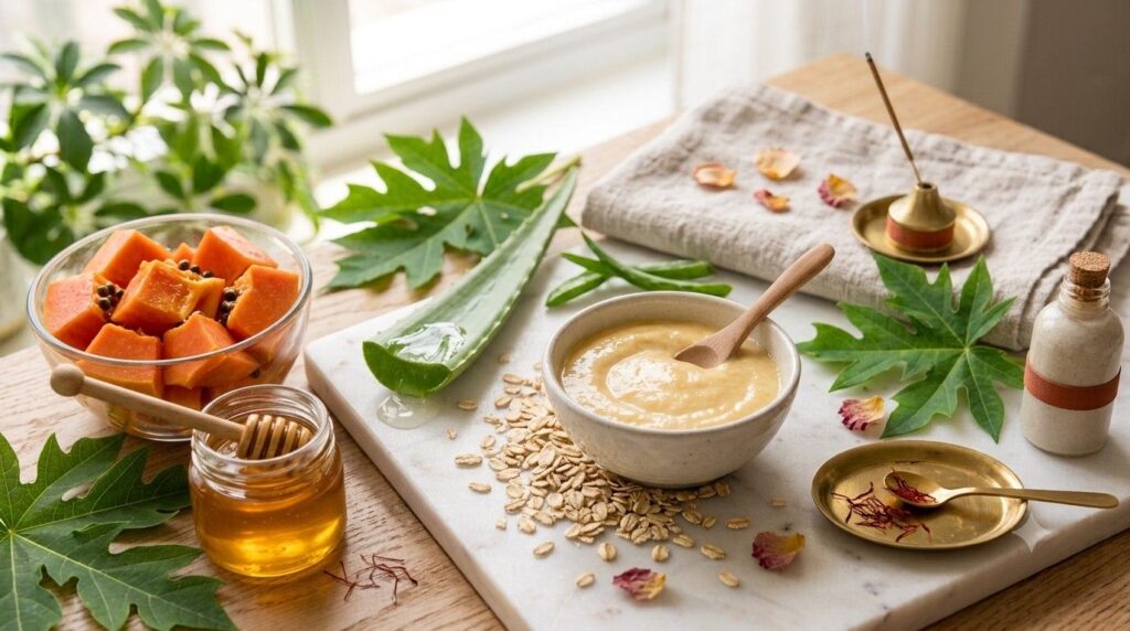 6. Papaya and Honey Face Pack – Best for Dry, Dull, and Rough Skin