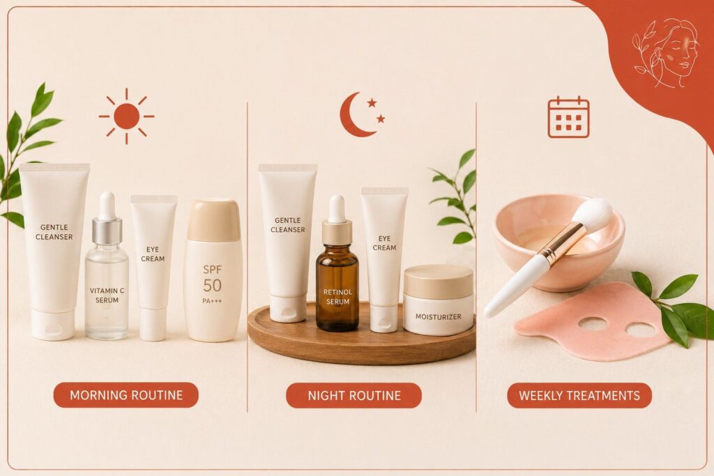Your Daily Skincare Routine for Dark Circles Morning Routine Night Routine Weekly Treatments