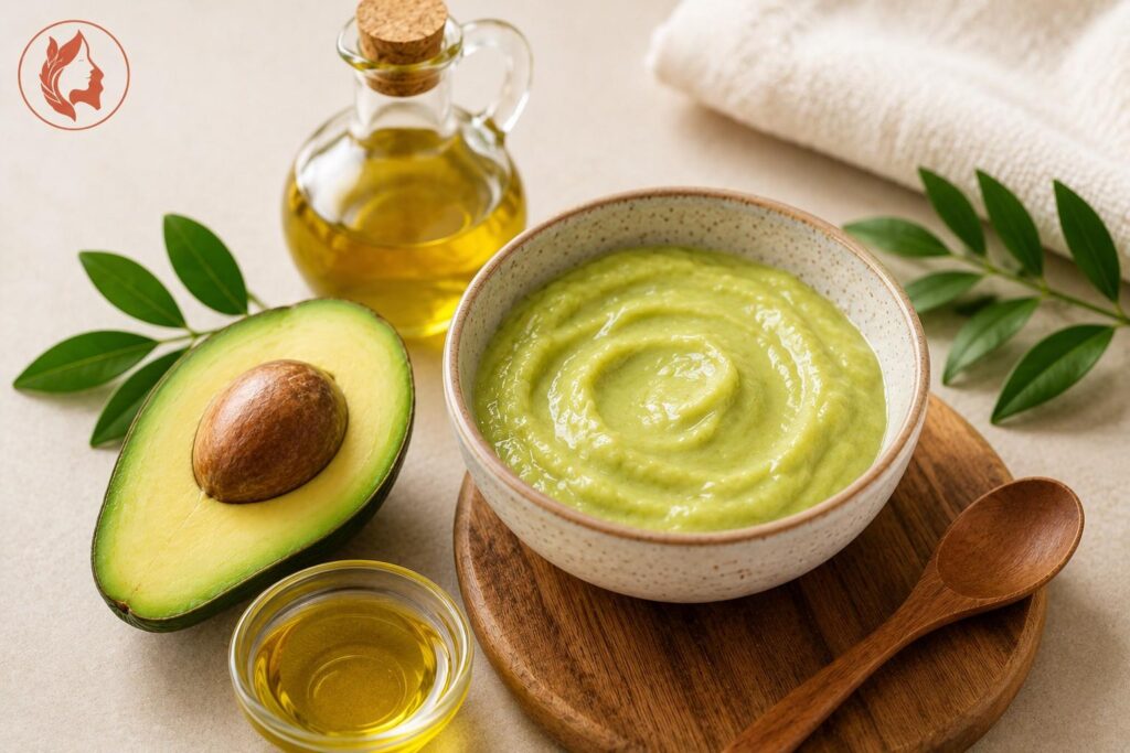 avocado and olive oil diy face pack ingredients for dry skin