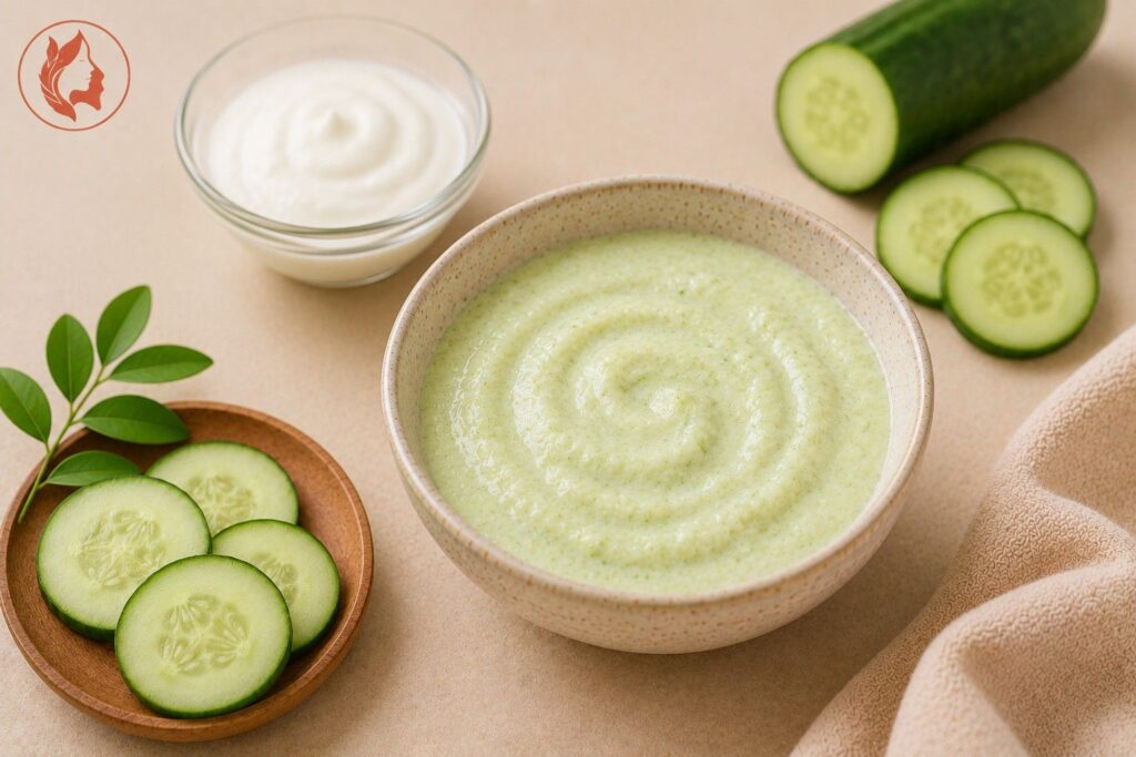 cucumber and cream cooling face pack for dry dehydrated skin
