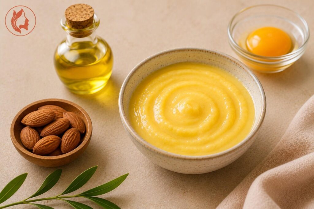 egg yolk and almond oil nourishing face pack for dry skin
